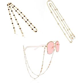 3 PCS Eye Glasses Chains for Women Kids, Sunglasses Strap Reading Eyeglass Chain Holders (Gold)