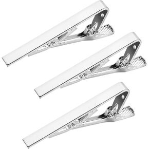 3 Pcs Silver Tie Clips For Men Tie Bar Clip Set For Regular Ties Necktie Anniversary Business Best Gift Skiny Necktie Meeting Bar Pinch Clip Set Silver Black Tone Pack For Mens Clasp
