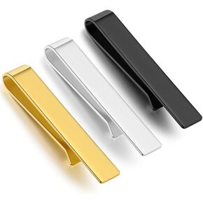 3-Pack Tie Clips for Men – Classic Gold, Silver, and Black Tie Bars, Elegant Gift Set for Business, Wedding & Daily wear