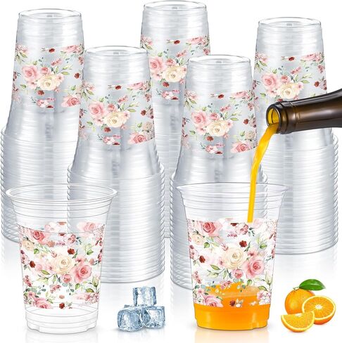 Jinei 60 Pcs Eucalyptus Baby Shower Supplies 16 oz Plastic Cups Bulk Sage Green Baby Shower Disposable Cups for Birthday Party Favors Gender Reveal Decorations in Kuwait