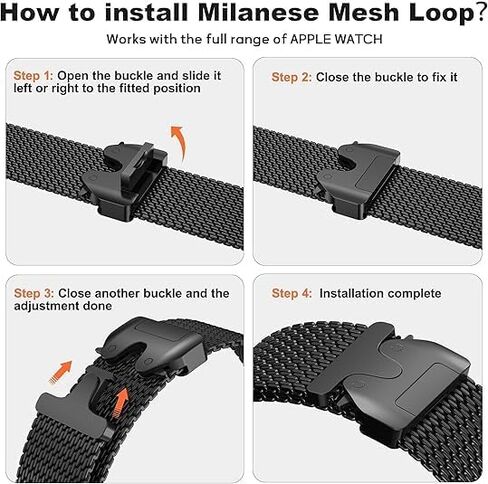 Milanese Mesh Watch Band for Men Women Replacement Band with Adjustable Parachute-style Buckle for 22mm Strap in Saudi Arabia