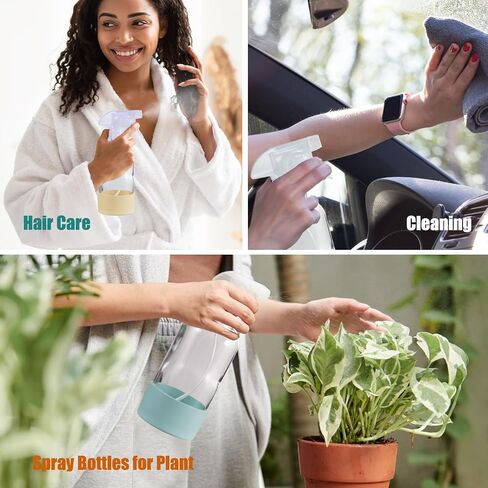 Glass Spray Bottles with Silicone Sleeve Protection, 16 oz 2 Pack, Reusable Spray Bottles with Adjustable Nozzle for Hair, Cleaning Solutions, Plants, Pale Yellow&Mint Green in Kuwait