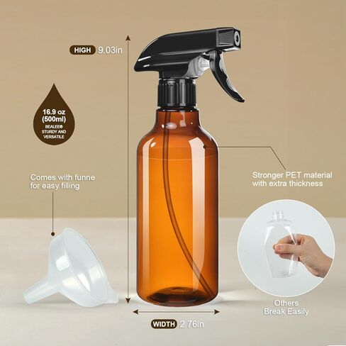 Plastic Spray Bottles, 2-Pack, 16.9 Oz, Mist & Stream, Heavy Duty Spraying, Empty Water Spray Bottle for Cleaning Solutions, Essential Oils, Hair, Plants, BBQ, Cat Dog Behavior Correction (Clear) in Kuwait