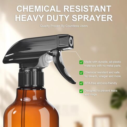 Plastic Spray Bottles, 2-Pack, 16.9 Oz, Mist & Stream, Heavy Duty Spraying, Empty Water Spray Bottle for Cleaning Solutions, Essential Oils, Hair, Plants, BBQ, Cat Dog Behavior Correction (Clear) in Kuwait