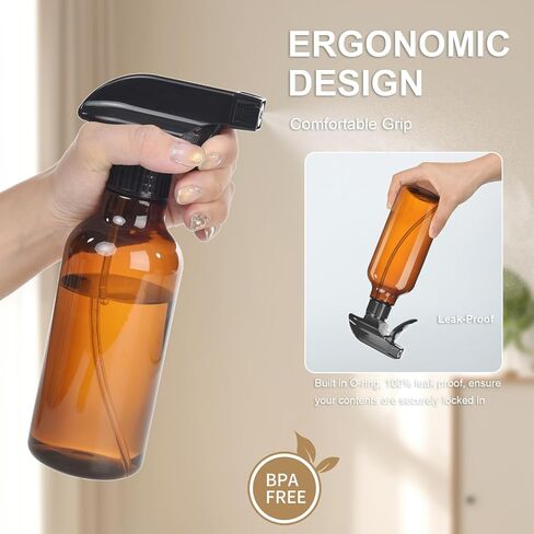 Plastic Spray Bottles, 2-Pack, 16.9 Oz, Mist & Stream, Heavy Duty Spraying, Empty Water Spray Bottle for Cleaning Solutions, Essential Oils, Hair, Plants, BBQ, Cat Dog Behavior Correction (Clear) in Kuwait