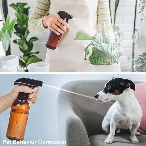 Plastic Spray Bottles, 2-Pack, 16.9 Oz, Mist & Stream, Heavy Duty Spraying, Empty Water Spray Bottle for Cleaning Solutions, Essential Oils, Hair, Plants, BBQ, Cat Dog Behavior Correction (Clear) in Kuwait