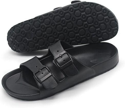 BEMGNAR Men’s Lightweight Comfort Slides Double Buckle Slip-on Adjustable EVA Orthopedic Flat Sandals in Saudi Arabia