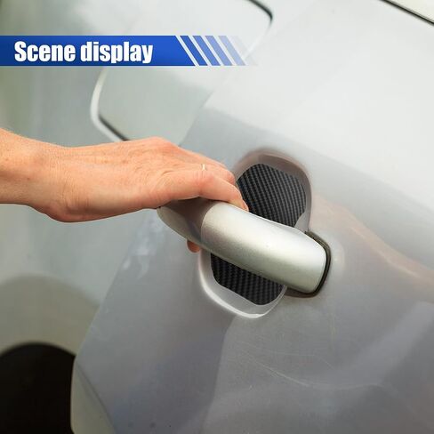 4PCS Car Door Handle Scratch Protector, Carbon Fiber Doors Handles Paint Cover Protective Film, Magnetic Door Handle Cup Protector, Universal Doors Bowl Traceless Sticker for Most Cars (Medium) in Kuwait