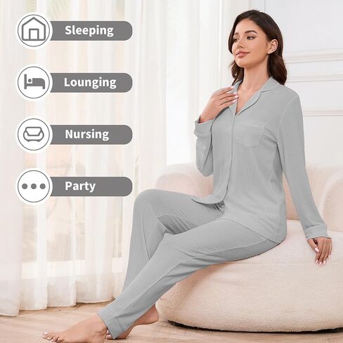 زر سام طويل من الأكمام الطويلة للسيدات أسفل بيجاما ناعمة PJS لطيف in Kuwait