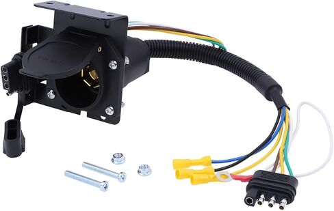 4 Pin to 7 Pin Adapter Trailer Light Adapter with Mounting Bracket 4 Pin to 7 Pin Electrical Connector Wiring Plug Connector Copper Wire Trailer Light Plug for RV Truck Factory Tow Package in Kuwait