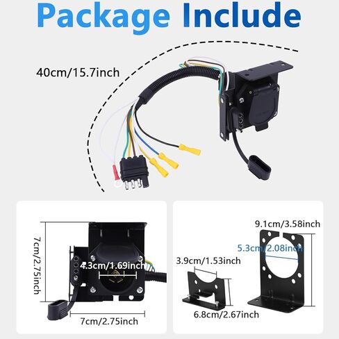 4 Pin to 7 Pin Adapter Trailer Light Adapter with Mounting Bracket 4 Pin to 7 Pin Electrical Connector Wiring Plug Connector Copper Wire Trailer Light Plug for RV Truck Factory Tow Package in Kuwait