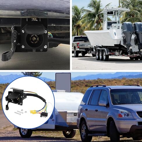4 Pin to 7 Pin Adapter Trailer Light Adapter with Mounting Bracket 4 Pin to 7 Pin Electrical Connector Wiring Plug Connector Copper Wire Trailer Light Plug for RV Truck Factory Tow Package in Kuwait