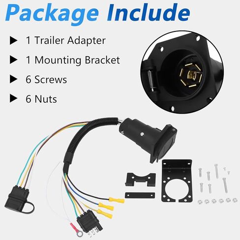 4 Pin to 7 Pin Adapter Trailer Light Adapter with Mounting Bracket 4 Pin to 7 Pin Electrical Connector Wiring Plug Connector Copper Wire Trailer Light Plug for RV Truck Factory Tow Package in Kuwait