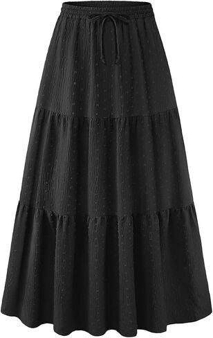 Seaform Women's Polka Dot Midi Skirt - تنورة طويلة متدفق مع مرونة مثالية للمناسبات غير الرسمية أو الرسمية in Kuwait