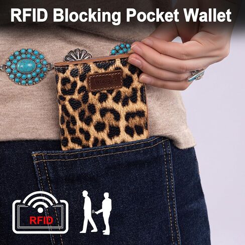 X Wrangler Small Leopard Print Wallets for Women Slim Thin Wallet Card Cases Money Organizer Thin Mini Pocket Wallet with Rfid Lining and A Coin Purse in Saudi Arabia