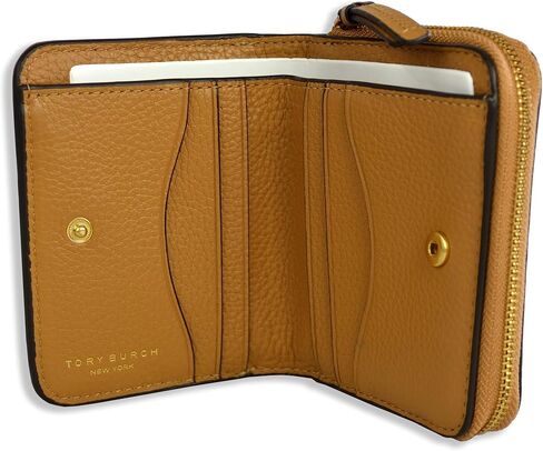 Tory Burch Womens 146463 Pebble Leather Thea Bi-Fold Zip Around Wallet, (Tiramisu Brown) in Saudi Arabia