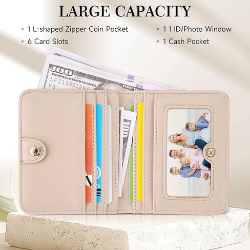 Womens Wallet,Slim Small Wallet Women RFID Bifold Compact Wallets for Women 3D Embossed Leather Wallet with ID Credit Card Holder Zipper Coin Pocket Black in Saudi Arabia