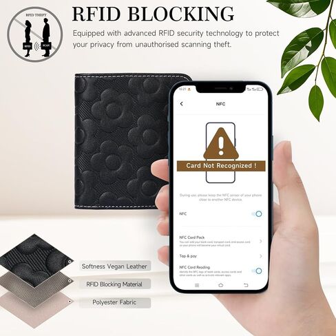 Womens Wallet,Slim Small Wallet Women RFID Bifold Compact Wallets for Women 3D Embossed Leather Wallet with ID Credit Card Holder Zipper Coin Pocket Black in Saudi Arabia