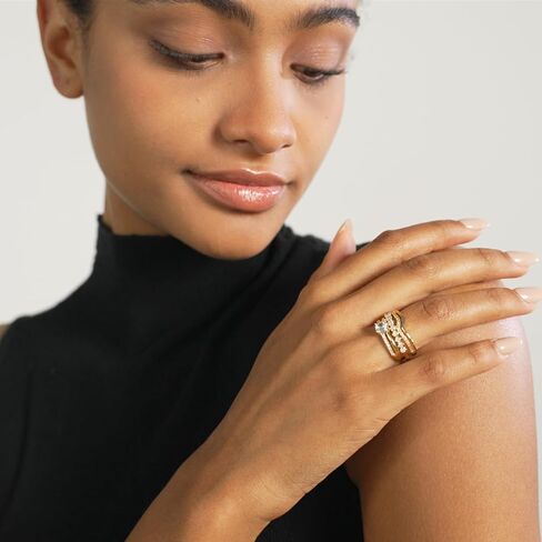 Senteria 3Pcs Gold Rings For Women Non Tarnish Stackable Rings For Women Adjustable 14K Gold Plated Rings set with Cubic Zirconia Thumb Ring Set for Statement Promise Wedding Engagement in Kuwait