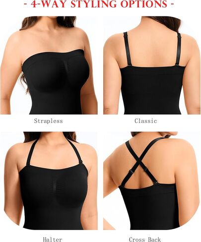 KUMAYES Strapless Shapewear Bodysuits for Women -Thong Body Shaper Tummy Control Tube Top Leotard with Removable Straps in Saudi Arabia