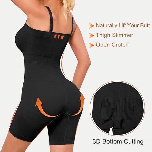 HOMETA Strapless Bodysuit Shapewear Tummy Control for Women Seamless Full Body Shaper Shaping Shorts with Removable Straps in Kuwait