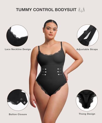 Lover-Beauty Lace Shapewear Bodysuits for Women Tummy Control Breathable Thong Seamless with Removable Cups in Saudi Arabia