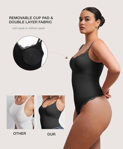 Lover-Beauty Lace Shapewear Bodysuits for Women Tummy Control Breathable Thong Seamless with Removable Cups in Saudi Arabia