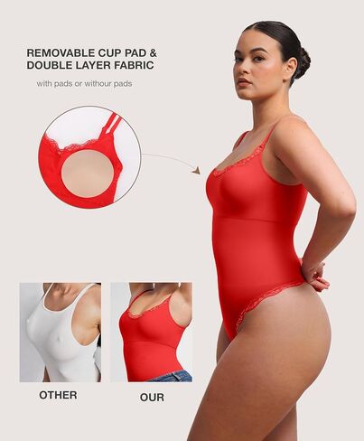 Lover-Beauty Lace Shapewear Bodysuits for Women Tummy Control Breathable Thong Seamless with Removable Cups in Saudi Arabia