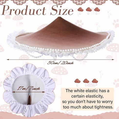 Mushroom Hat Renaissance Medieval Costume Cosplay Victorian Fairy Accessories with Beads Lace Brim Cap for Party in Saudi Arabia