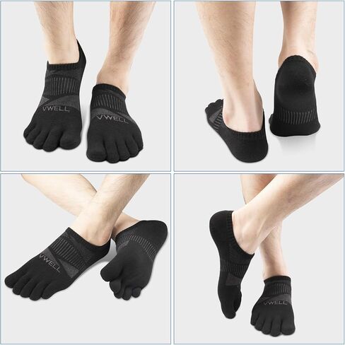 VWELL No Show Toe Socks for Men Women COOLMAX Five Finger Socks Athletic Running Ankle Low Cut 5 Toe Socks (3Pairs) in Saudi Arabia