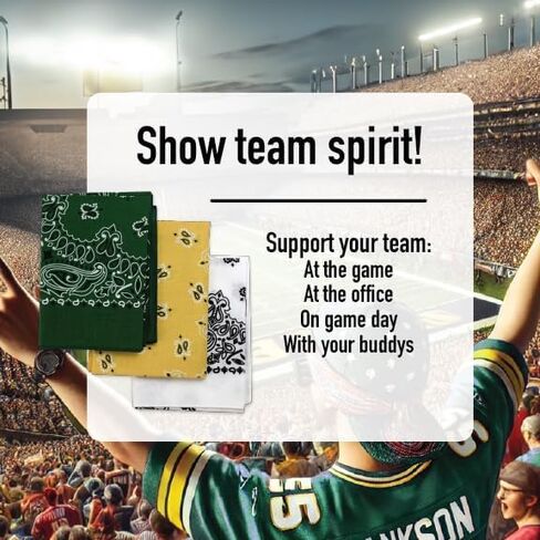 Bandanas for Men & Women 3-Pack Cotton Bandanas in Football Team Colors - Football Game Day Accessories and Gifts for Fans in Kuwait