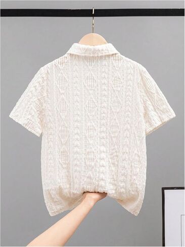 Verdusa Boy's Textured Button Down Shirt Short Sleeve Loose Collared Shirt Top in Saudi Arabia