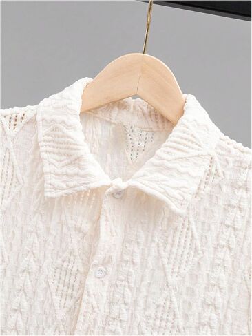 Verdusa Boy's Textured Button Down Shirt Short Sleeve Loose Collared Shirt Top in Saudi Arabia