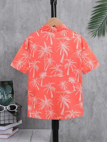 شينه بوي المطبوعة الاستوائية القمصان هاواي الزر أسفل قميص شاطئ الصيف قصير الأكمام in Kuwait