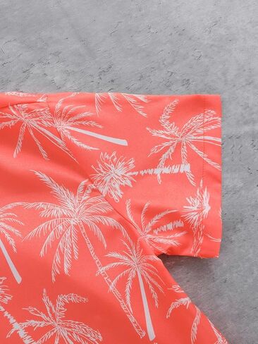 شينه بوي المطبوعة الاستوائية القمصان هاواي الزر أسفل قميص شاطئ الصيف قصير الأكمام in Kuwait