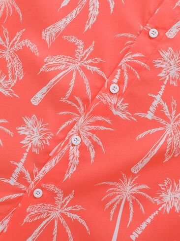 شينه بوي المطبوعة الاستوائية القمصان هاواي الزر أسفل قميص شاطئ الصيف قصير الأكمام in Kuwait