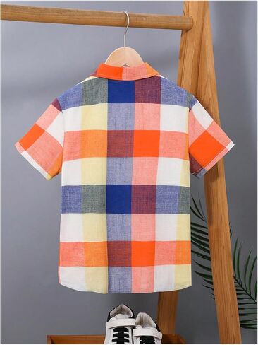 SHENHE Boy's Tropical Print Hawaiian Shirts Button Down Short Sleeve Summer Beach Shirt Top in Saudi Arabia