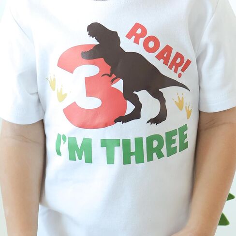 Luke and Lulu Boys 3rd Birthday Shirt - Dinosaur T-Shirt for 3 Year Old Boys in Saudi Arabia