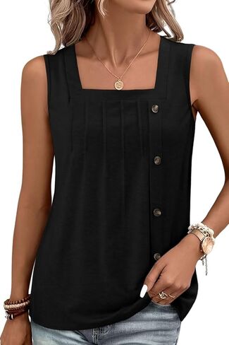 KISSMODA Womens Boho Tops for Summer Sleeveless Tanks Loose Fit Casual Blouse Daily Shirts for Leggings (S-3XL) in Kuwait