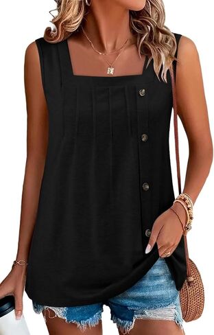 KISSMODA Womens Boho Tops for Summer Sleeveless Tanks Loose Fit Casual Blouse Daily Shirts for Leggings (S-3XL) in Kuwait