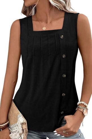 KISSMODA Womens Boho Tops for Summer Sleeveless Tanks Loose Fit Casual Blouse Daily Shirts for Leggings (S-3XL) in Kuwait