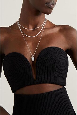 Layered Silver Necklaces for Women, Sterling Silver Stackable Stack Choker Necklaces Trendy Real Gold Plated Layering Disc Circle Pendant Chain Dainty Necklace Set Jewelry for Women in Kuwait