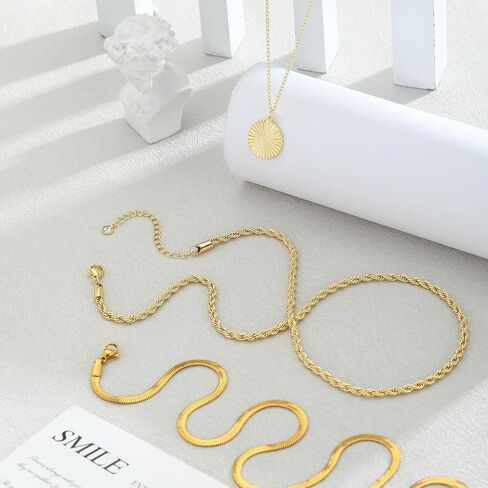 Layered Silver Necklaces for Women, Sterling Silver Stackable Stack Choker Necklaces Trendy Real Gold Plated Layering Disc Circle Pendant Chain Dainty Necklace Set Jewelry for Women in Saudi Arabia