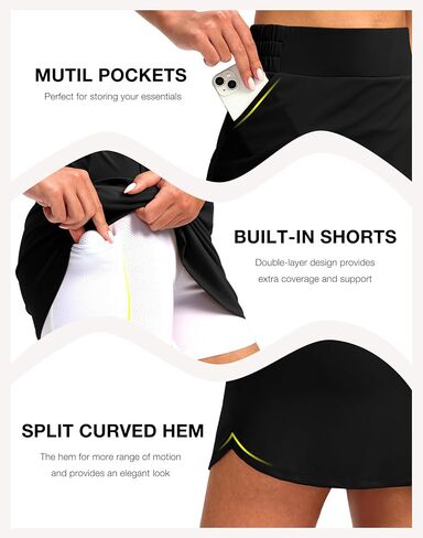 SANTINY Golf Skirts for Women 4 Pockets with Short High Waisted Stretchy Tennis Skirt Athletic Skorts for Woman Casual Summer in Kuwait