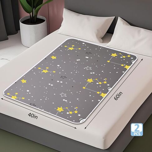 2 Pcs Waterproof Mattress Protector for Incontinence Washable,Throw Size S 40'' x 60'' Large Reusable Doubleside Waterproof Bed Pads Bedwetting Underpads for Kids Adults Elderly Pets in Saudi Arabia