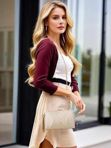 Clutch Purses for Women Formal Evening Clutch Purse Shoulder Cross Body Bags for Wedding Party Handbag with Tassel in Kuwait