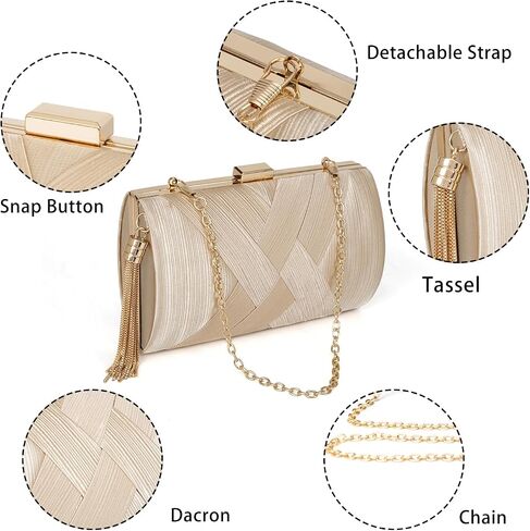 Clutch Purses for Women Formal Evening Clutch Purse Shoulder Cross Body Bags for Wedding Party Handbag with Tassel in Kuwait