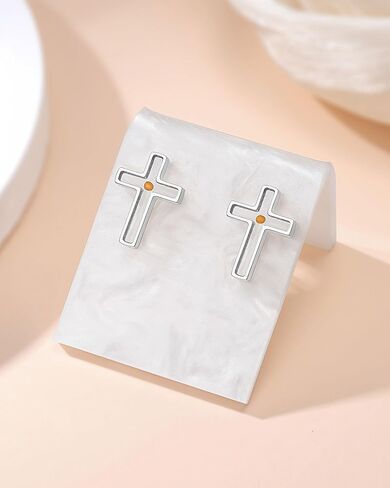 Silver/Gold Mustard Seed Cross Stud Earrings Inspirational Christian Christmas Easter Gifts for Women Her Girls in Saudi Arabia