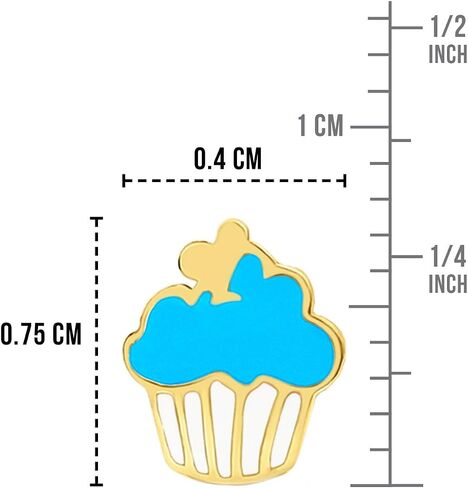 Five Star Jewelers Solid 14k Yellow Gold Cupcake Young Girls Stud Earrings, Hypoallergenic, Screw Back Earrings for Little Girls | Cute Children's Jewelry for Kids, Teens | 7x8.5mm in Saudi Arabia