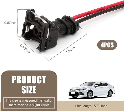 4 PCS Car Fuel Injector Connector, Standard Specification Injector Socket with Extended Pigtail Wiring Harness, Waterproof Shell + Copper Core Plug, Universal for Most Cars (Black) in Kuwait